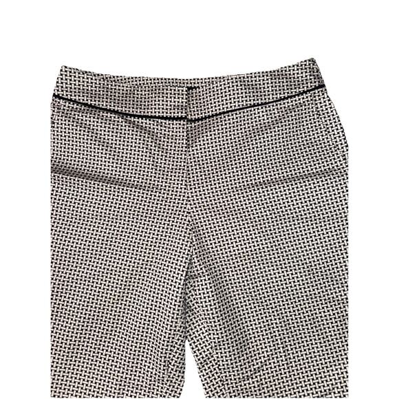 Talbots Size 10 Ankle Pant Minimalist Tapered Pants Ivory Black Weave Button Zip - Picture 3 of 8